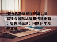 九游体育官网 -NBA总决赛赛程吃紧；皇家社会国际比赛日伤情更新；管理层满意；团队化学反应显著的简单介绍